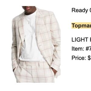 Topman Skinny Fit Single Breasted Blazer in Pink plaid